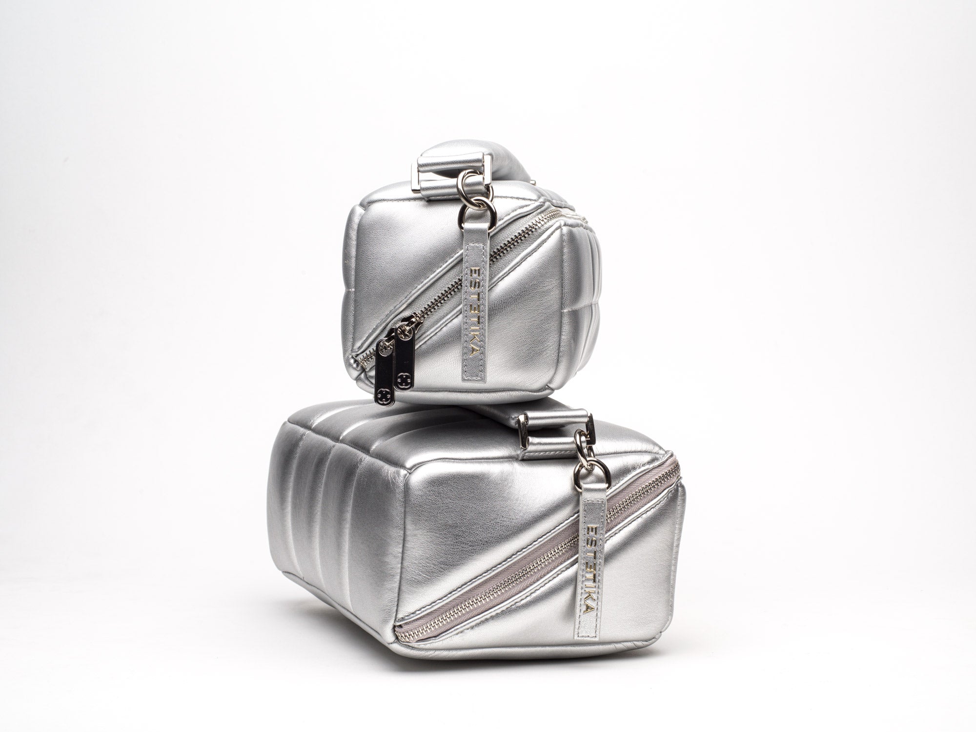 Silver Quilted Makeup Bags – Luxury Vegan Cosmetic & Travel Beauty Cases