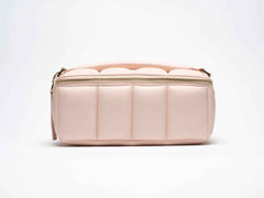 Blush Pink BIGEE Large Makeup Bag - Designer Cosmetic Case - Luxury vegan leather flat-lay makeup bag by Estetika. Designed in Australia for premium t