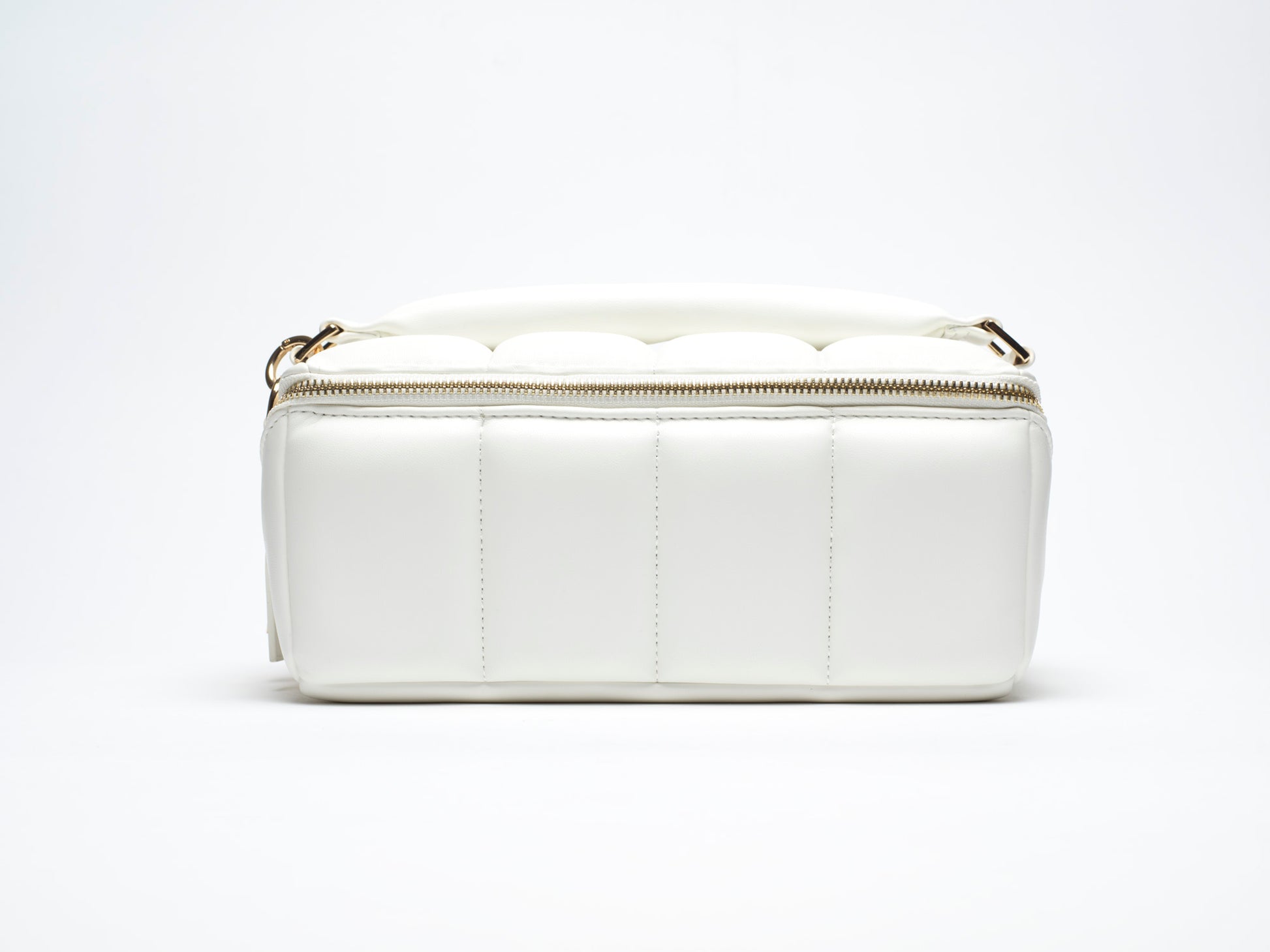 White Quilted Large Makeup Bag. Luxury Vegan Bridal Beauty Case, The BIGEE