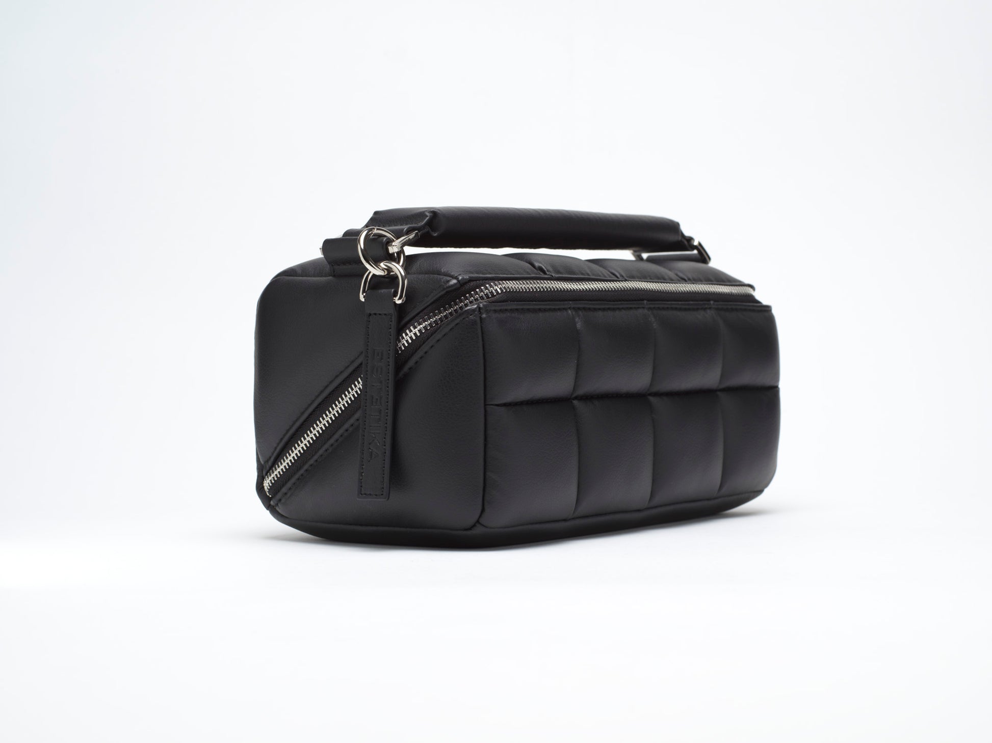 Black Quilted Makeup Bag. Luxury Vegan Cosmetic Case, The HOMEE