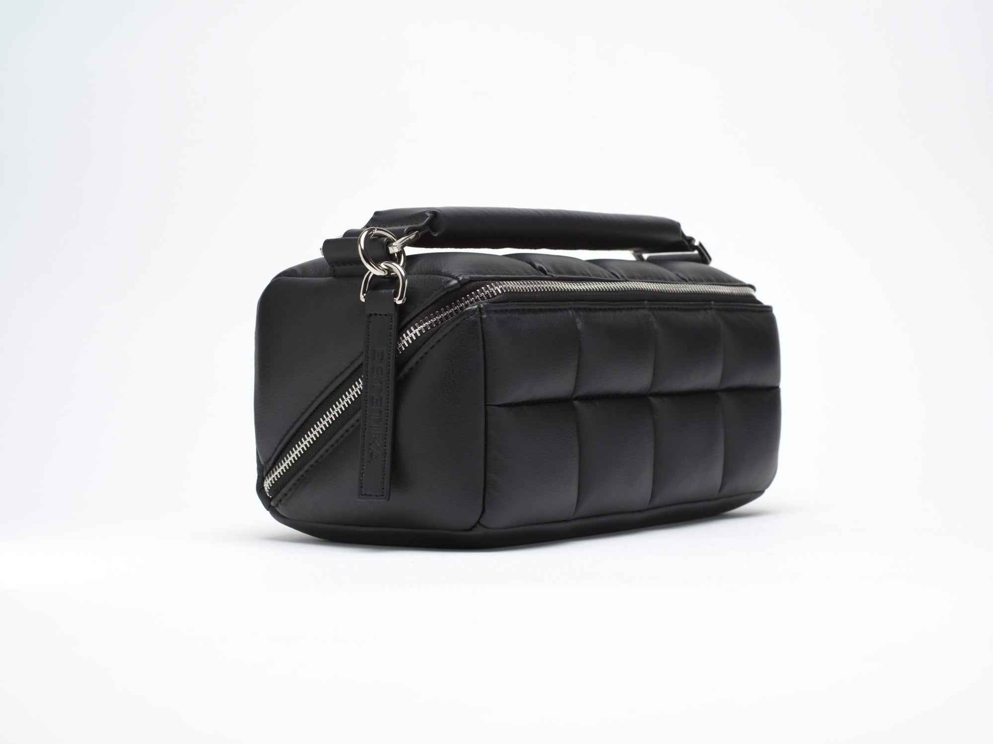 Black Quilted Makeup Bag Luxury Vegan Cosmetic Case Homee - Luxury vegan leather flat-lay makeup bag by Estetika. Designed in Australia for premium tr