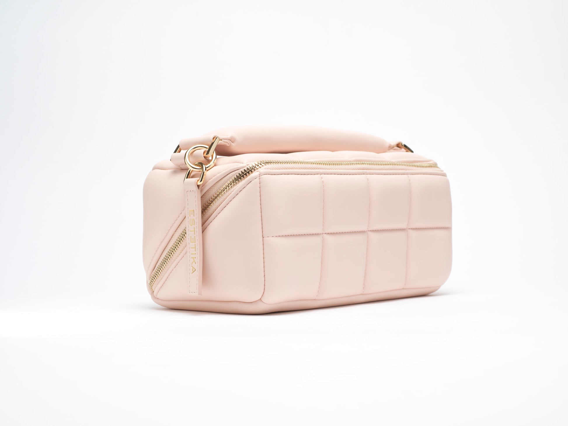 Blush Pink Quilted Makeup Bag. Luxury Vegan Cosmetic Case, The HOMEE