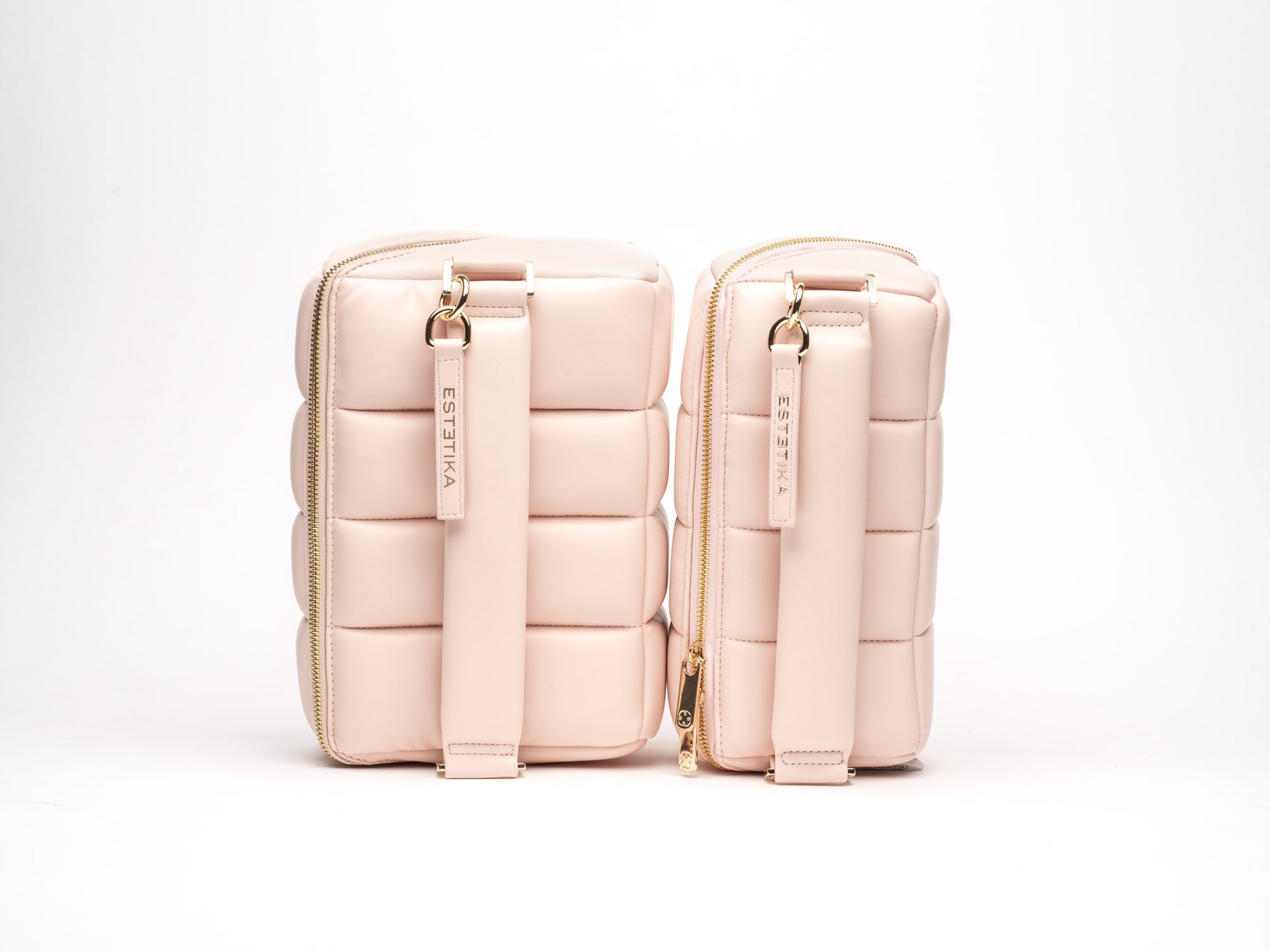 Blush Pink Quilted Large Makeup Bag. Luxury Vegan Beauty Case, The BIGEE