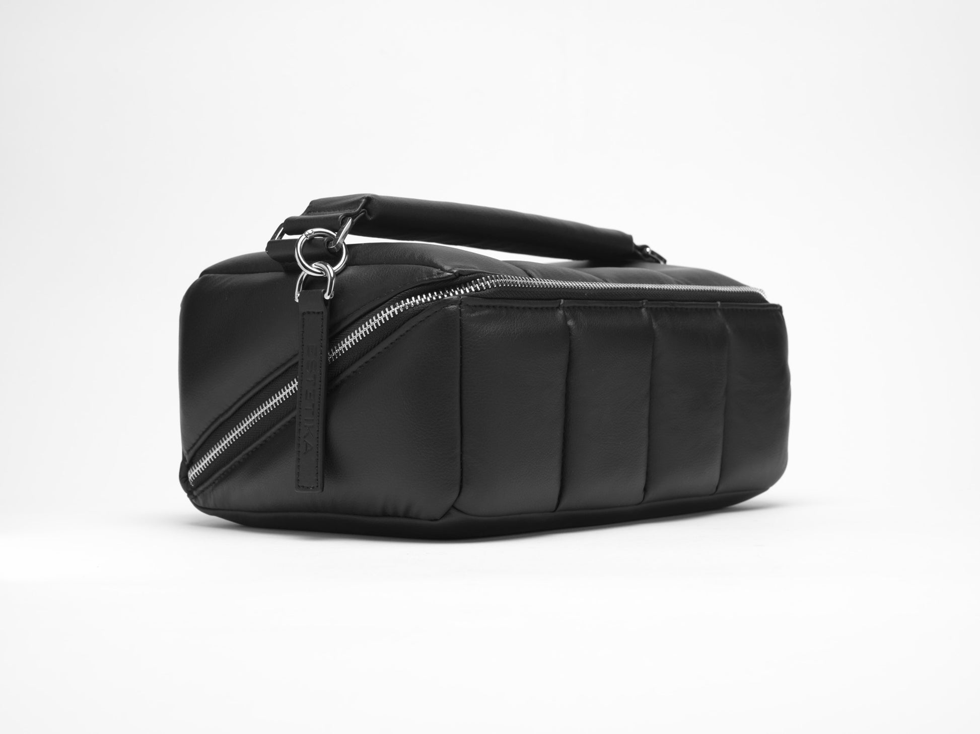 Black Quilted Large Makeup Bag. Luxury Vegan Beauty Case, The BIGEE