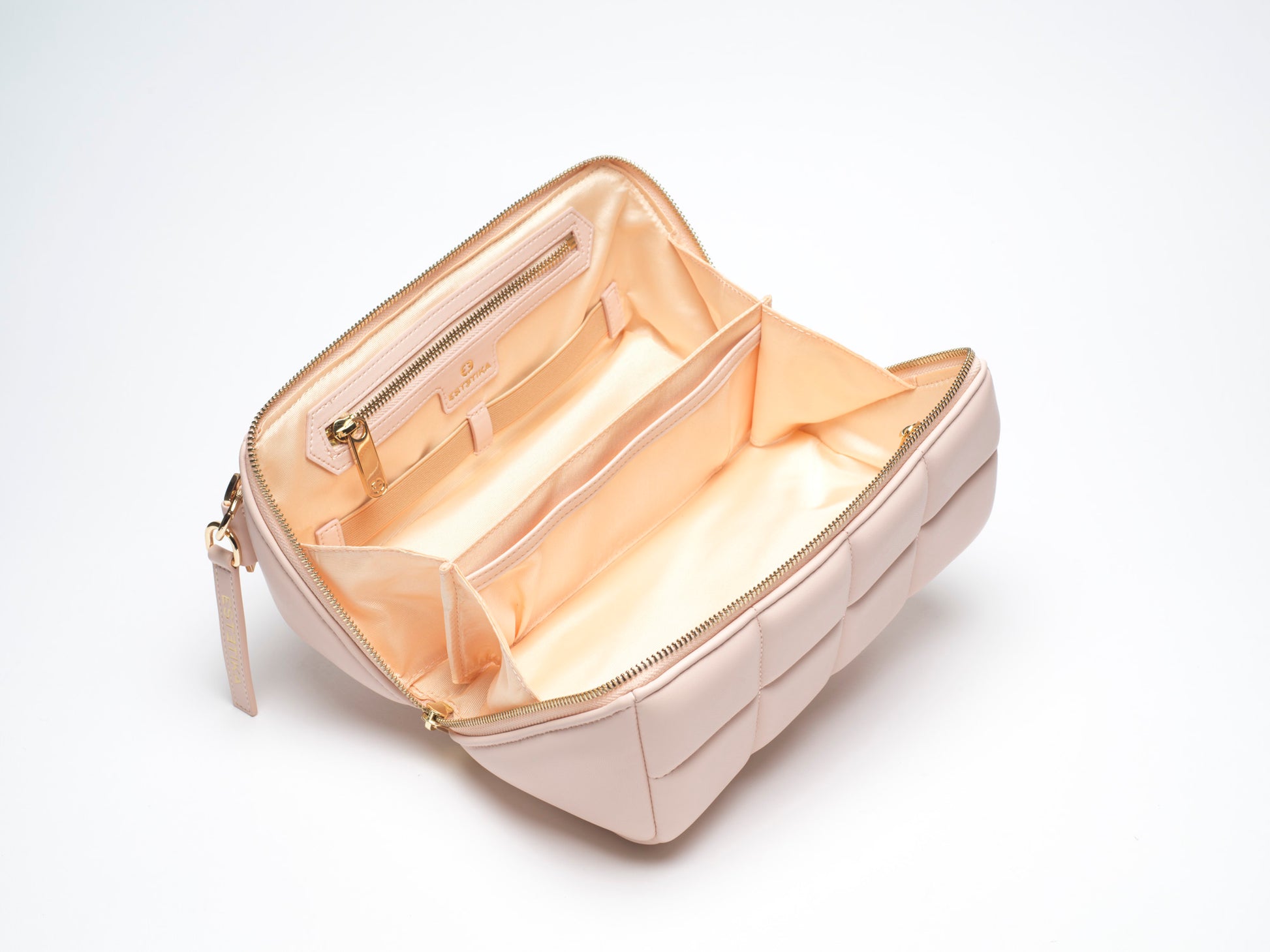 Blush Pink Quilted Makeup Bag. Luxury Vegan Cosmetic Case, The HOMEE