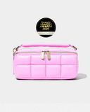 Pink HOMEE Medium Makeup Bag - Designer Cosmetic Case - Luxury vegan leather flat-lay makeup bag by Estetika. Designed in Australia for premium travel