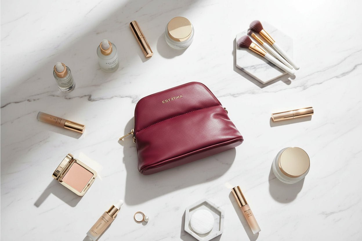 Burgundy MINEE Medium Cosmetic Pouch - ESTETIKA