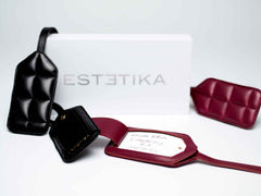 Burgundy Quilted Luggage Tag - ESTETIKA
