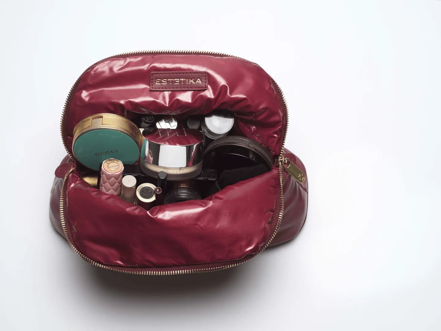MINEE Large Makeup Bag - Burgundy Pouch - ESTETIKA