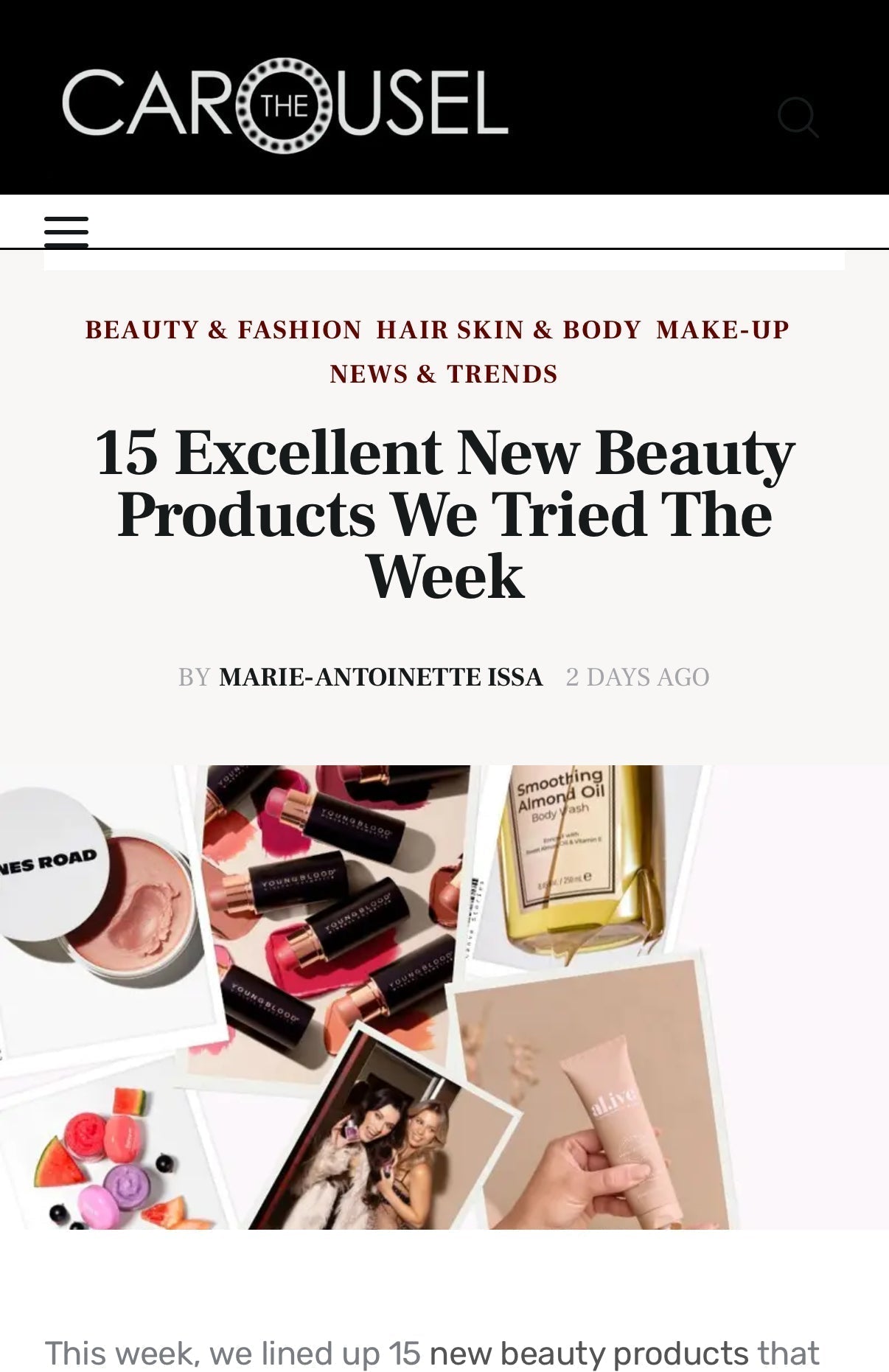 Estetika Babee Bag Featured in The Carousel’s Top 15 New Beauty Products