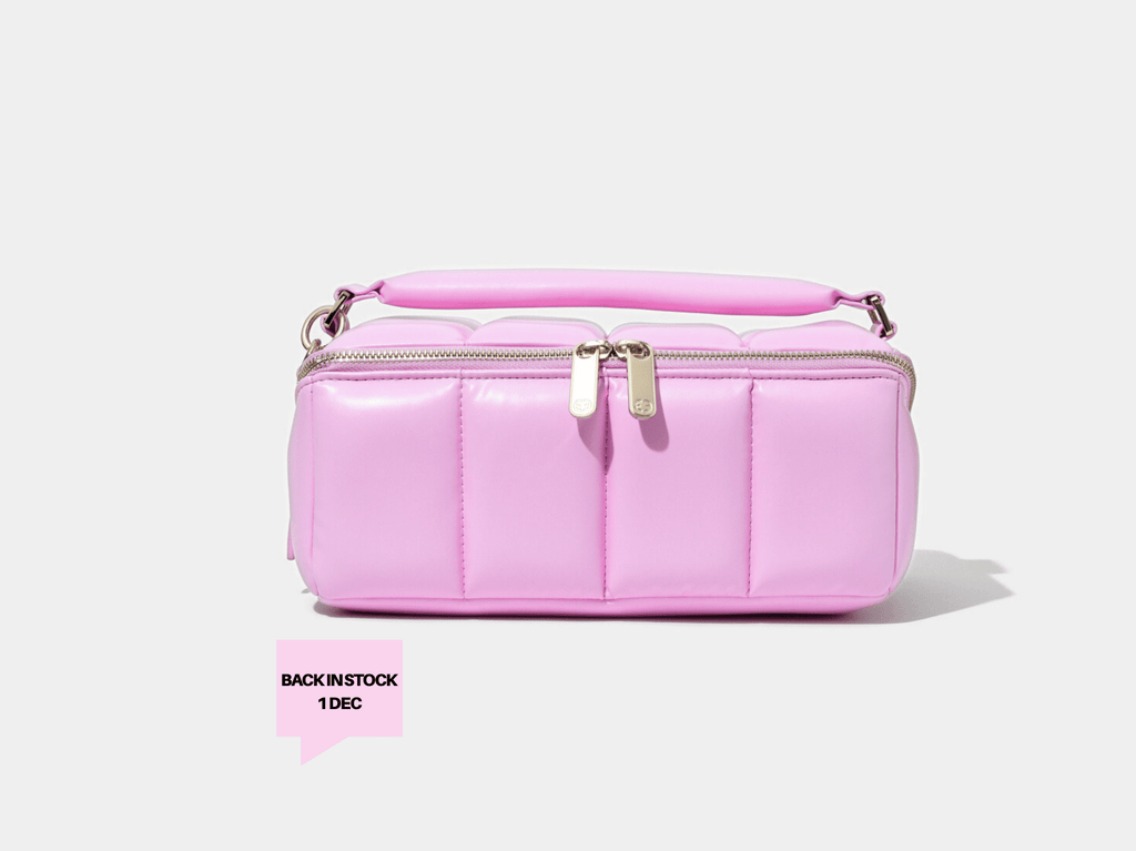 Pink Quilted Makeup Bag - Designer Vegan Leather Beauty Case, The BIGEE