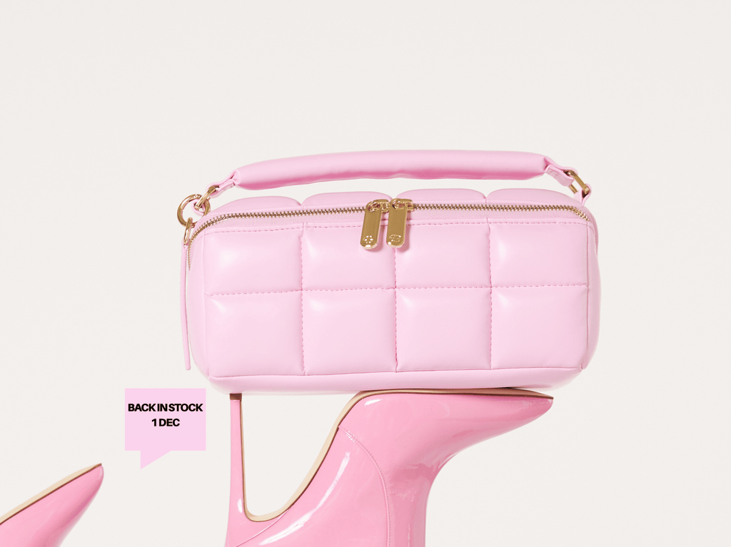 Pink Quilted Makeup Bag - Designer Vegan Leather Cosmetic Case the HOMEE