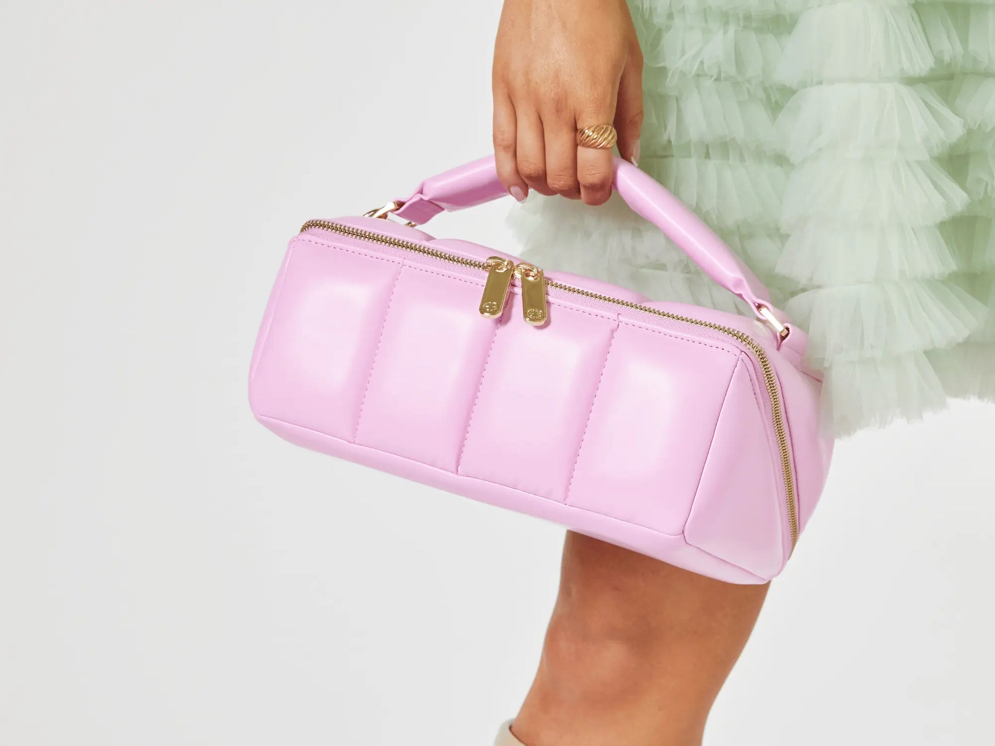 Pink Quilted Large Makeup Bag. Luxury Vegan Beauty Case, The BIGEE - ESTETIKA