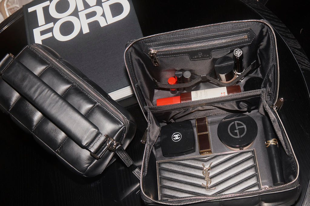 Black Makeup Bag. Luxury Vegan Cosmetic Case. The HOMEE