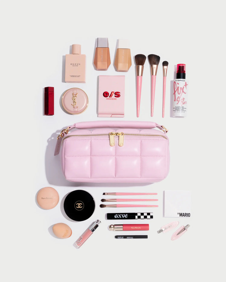 Pink Quilted Makeup Bag. Luxury Vegan Cosmetic Case, The HOMEE - ESTETIKA