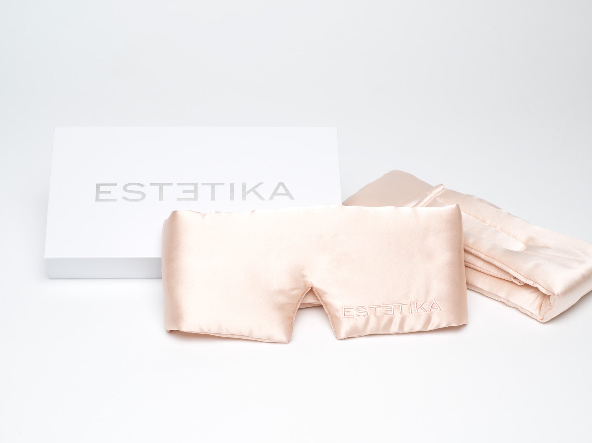 Cooling Silk Wide Eye Mask in Red, Ivory & Blush Pink
