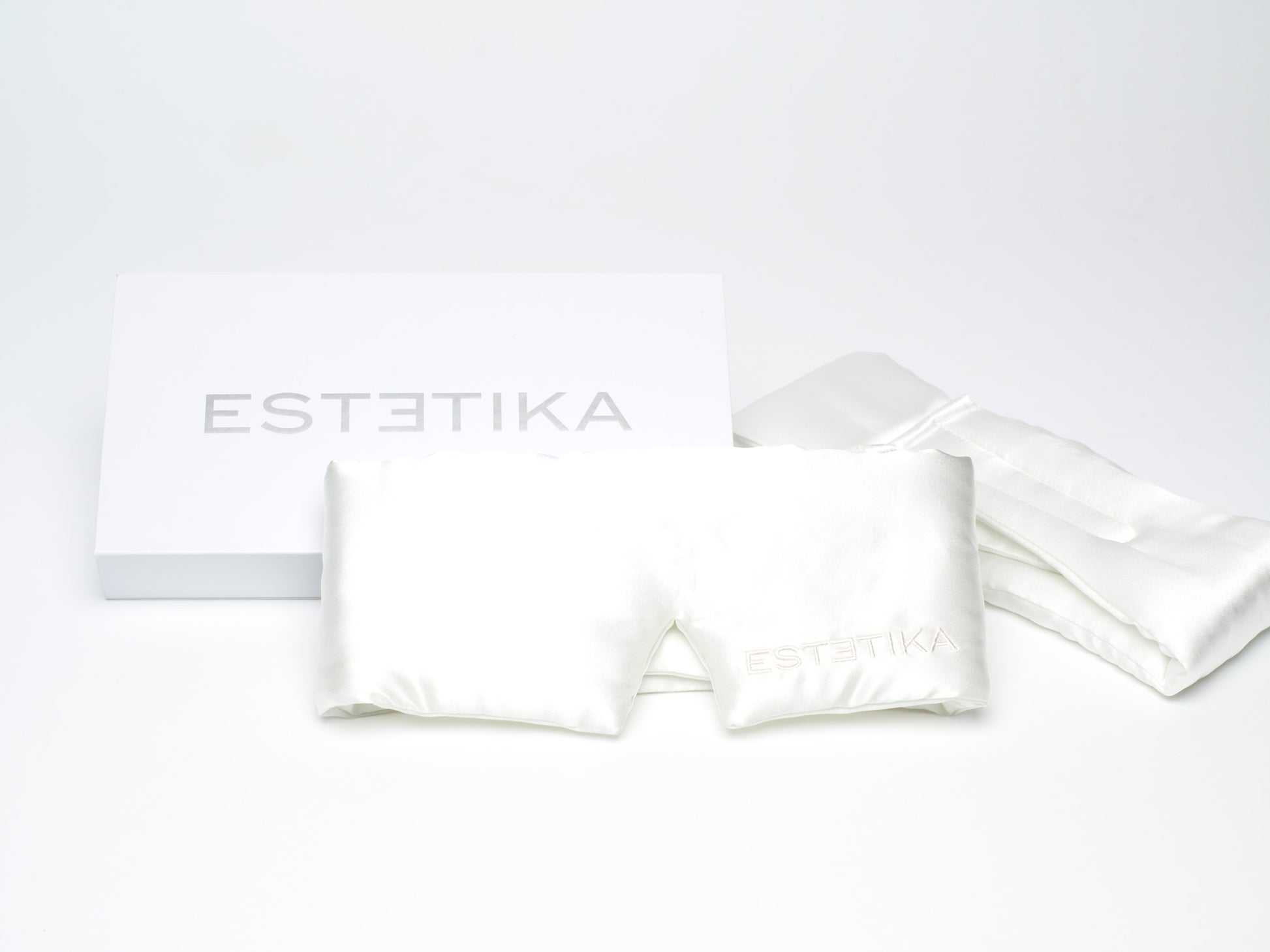 Cooling Silk Wide Eye Mask in Red, Ivory & Blush Pink