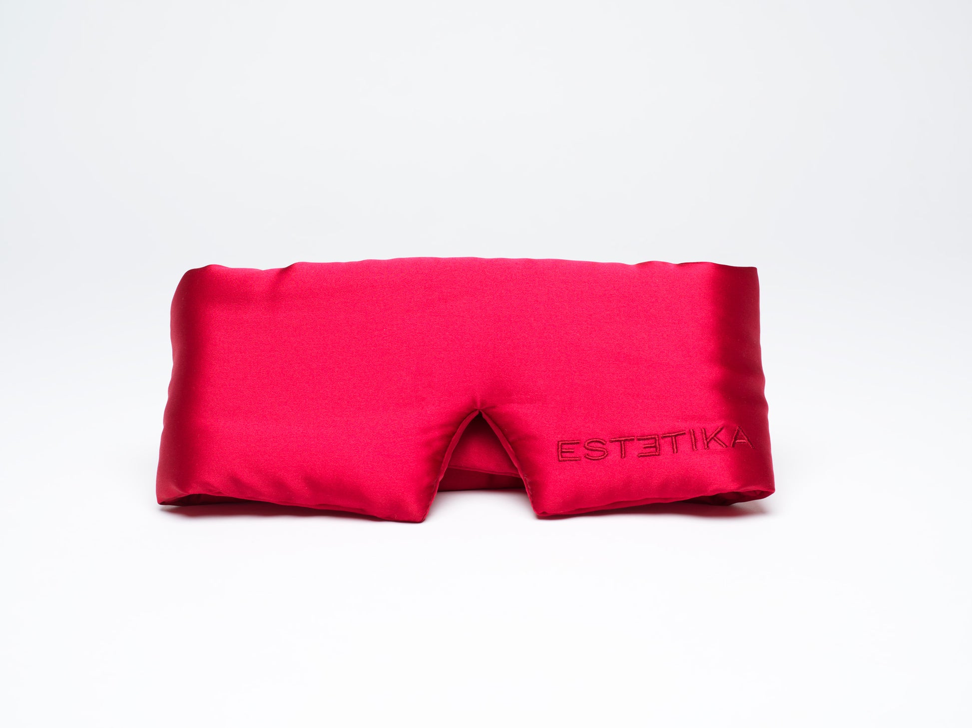 Cooling Silk Wide Eye Mask in Red, Ivory & Blush Pink