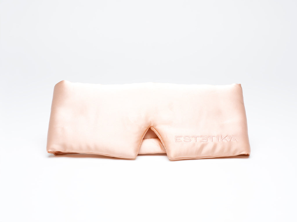 Cooling Silk Wide Eye Mask in Red, Ivory & Blush Pink