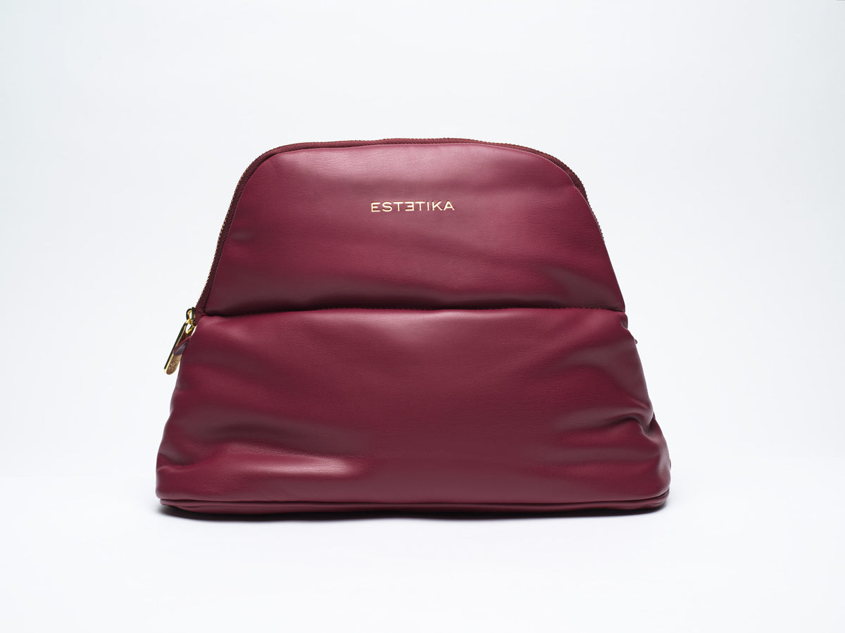 MINEE Large Makeup Bag - Burgundy Pouch
