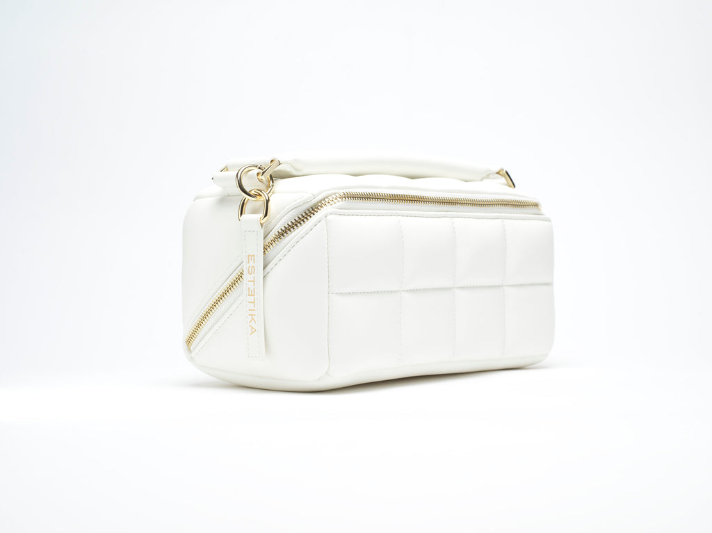 White Makeup Bag. Luxury Vegan Cosmetic Case. The HOMEE