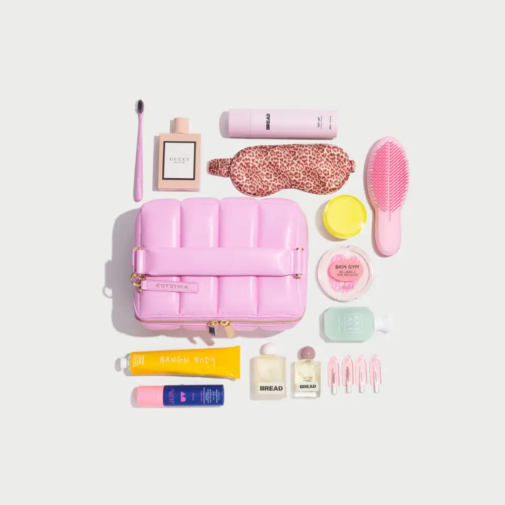 Pink Quilted Large Makeup Bag. Luxury Vegan Beauty Case, The BIGEE - ESTETIKA