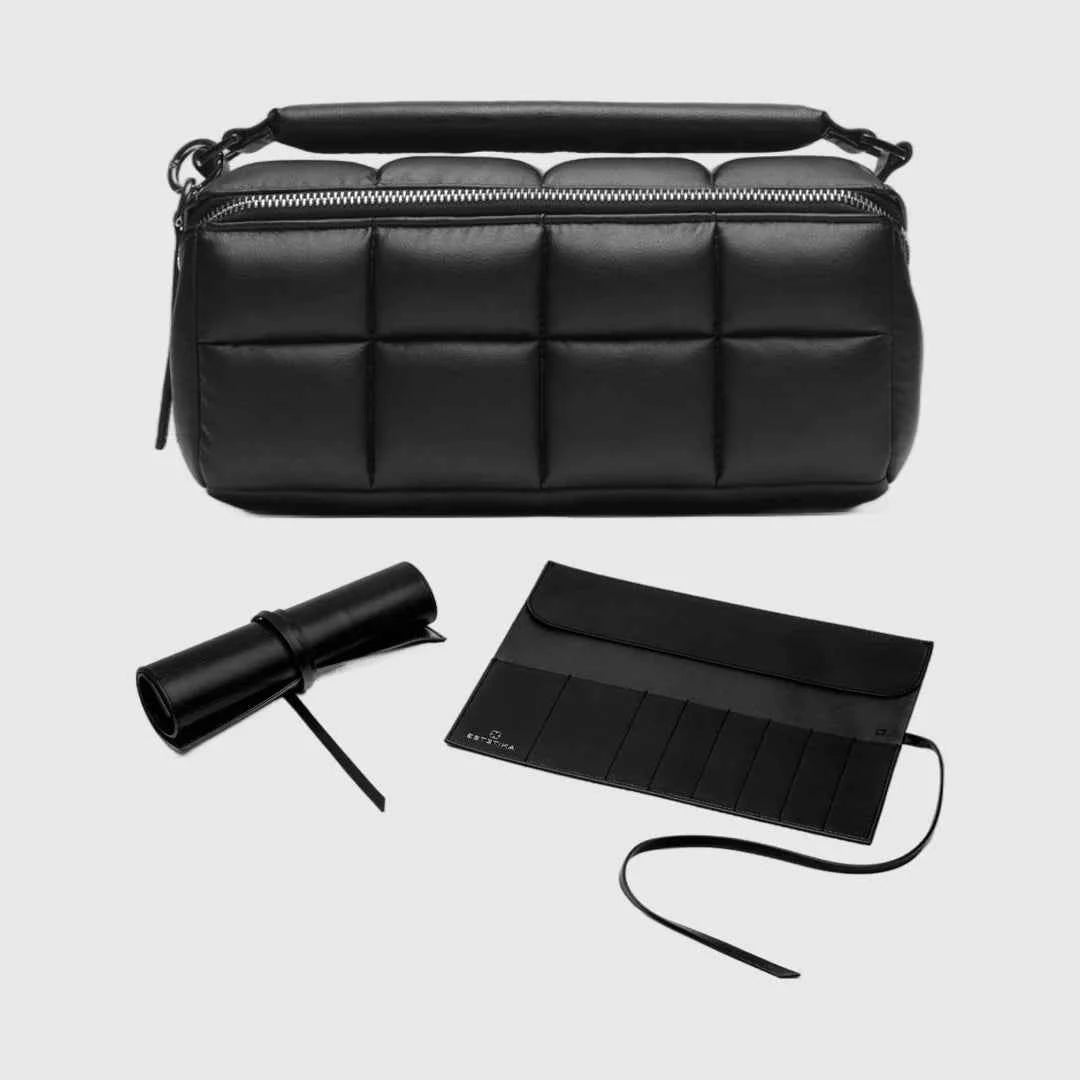 Black HOMEE Medium Makeup Bag - Designer Cosmetic Case - ESTETIKA
