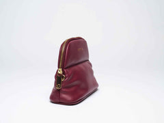 Burgundy MINEE Small Makeup Bag (w d/gold chain) - ESTETIKA