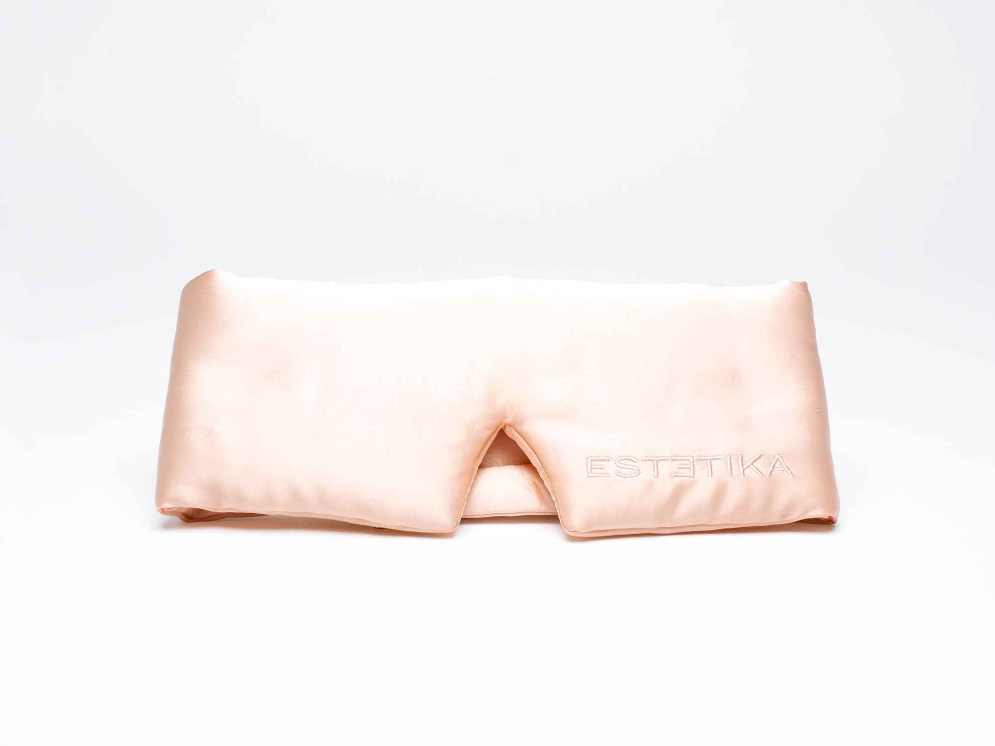 Cooling Blush Pink Silk Wide Eye Mask with Gift Box - ESTETIKA