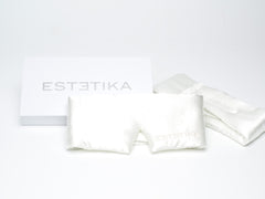 Cooling Ivory White Silk Wide Eye Mask with Gift Box - ESTETIKA