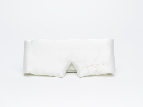 Cooling Ivory White Silk Wide Eye Mask with Gift Box - ESTETIKA