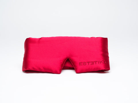 Cooling Red Silk Wide Eye Mask with Gift Box - ESTETIKA