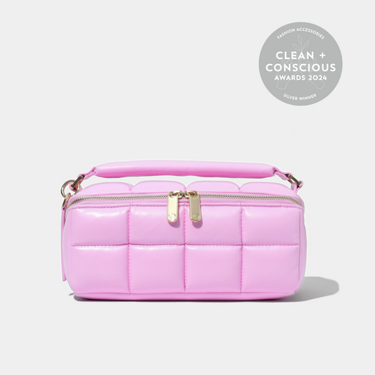 Pink Makeup Bag - Luxury Designer Quilted Cosmetic Case - The HOMEE