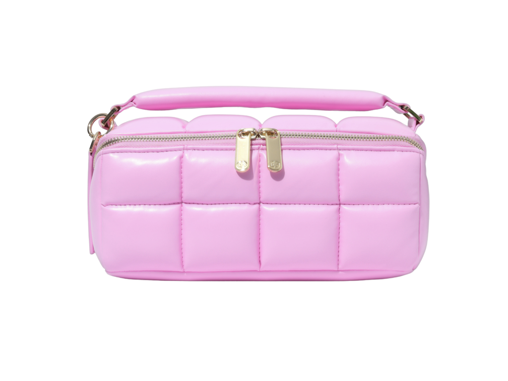 Pink Quilted Makeup Bag - Designer Vegan Leather Cosmetic Case the HOMEE
