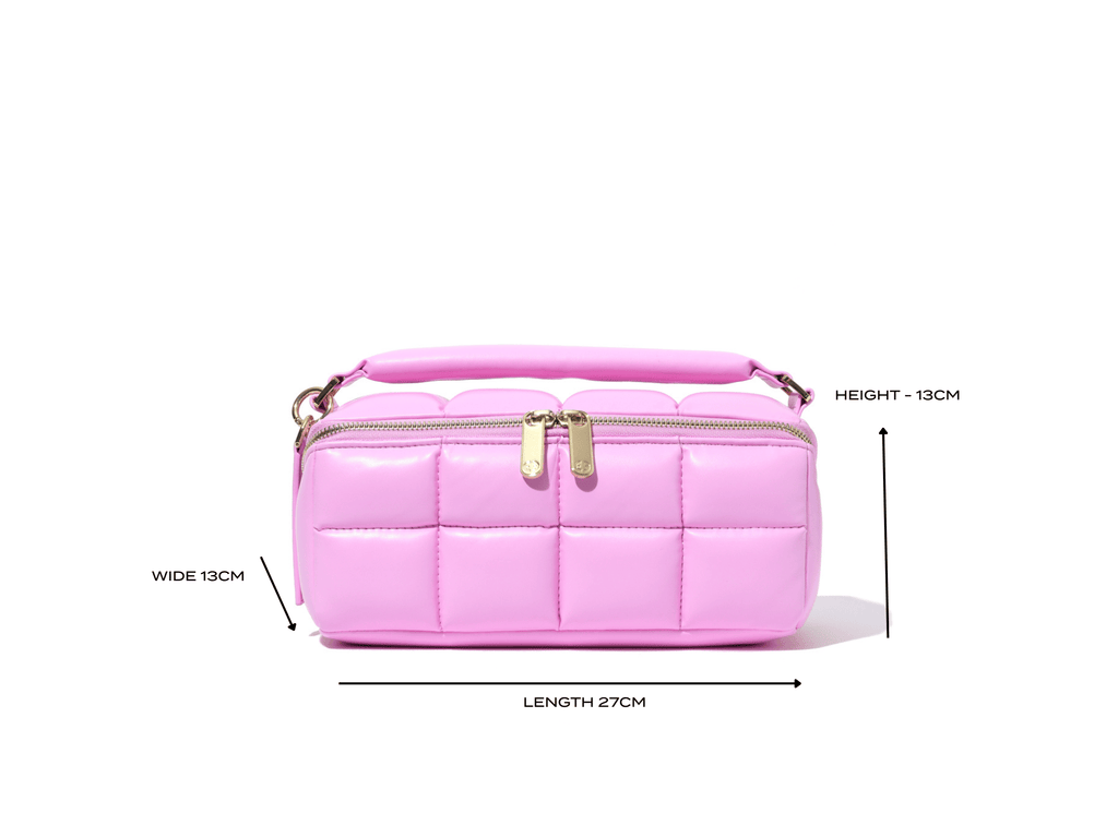 Pink Quilted Makeup Bag - Designer Vegan Leather Cosmetic Case the HOMEE