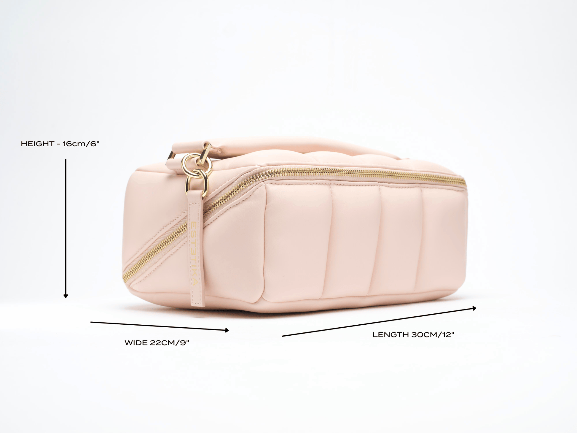 Blush Pink Quilted Large Makeup Bag. Your Vegan Travel Beauty Case, The BIGEE