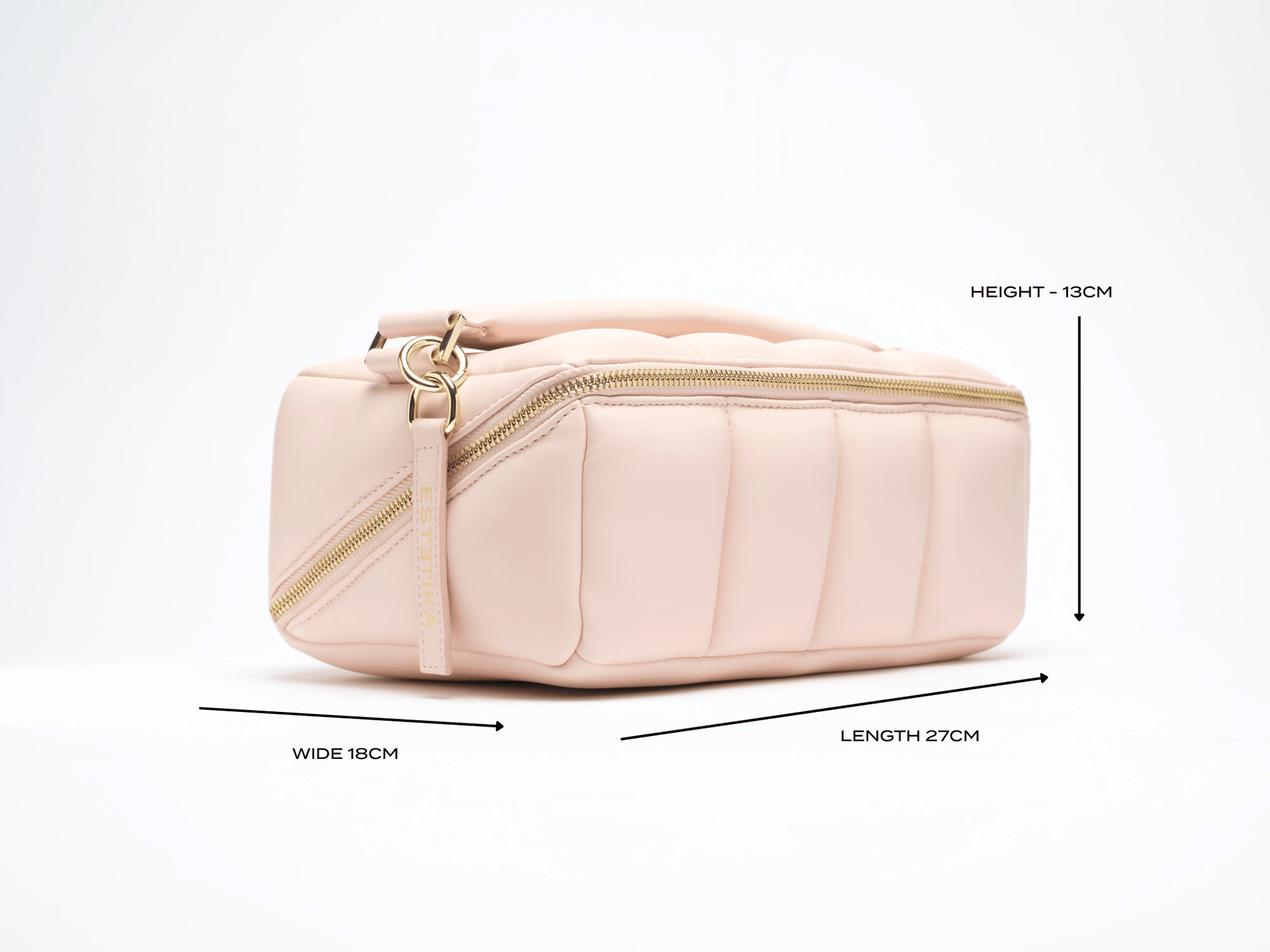 Blush Pink Makeup Bag - Designer Vegan Leather Travel Beauty Case The BIGEE