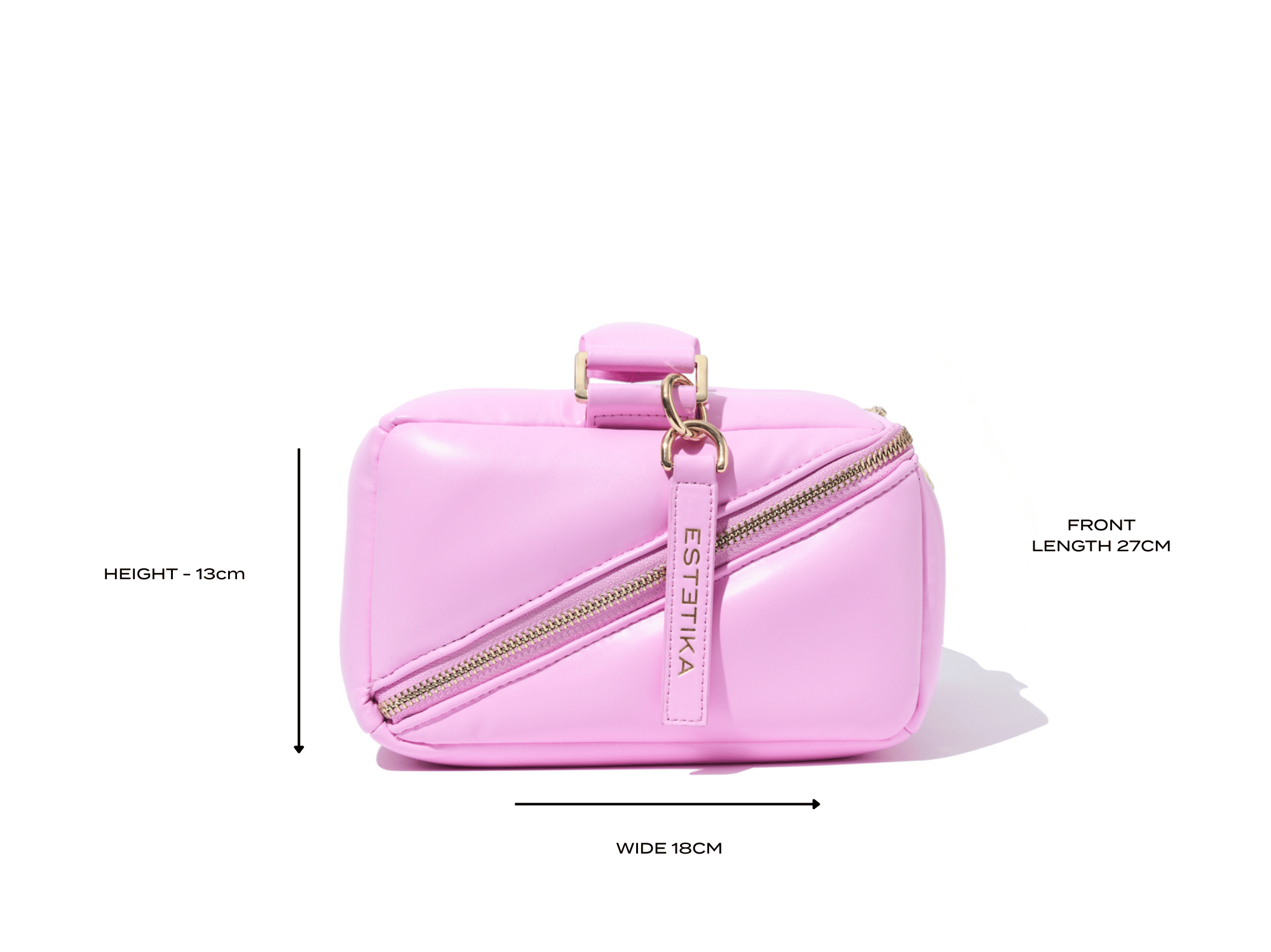 Pink Large Quilted Makeup Bag Luxury Vegan Beauty Case Bigee - Luxury vegan leather flat-lay makeup bag by Estetika. Designed in Australia for premium