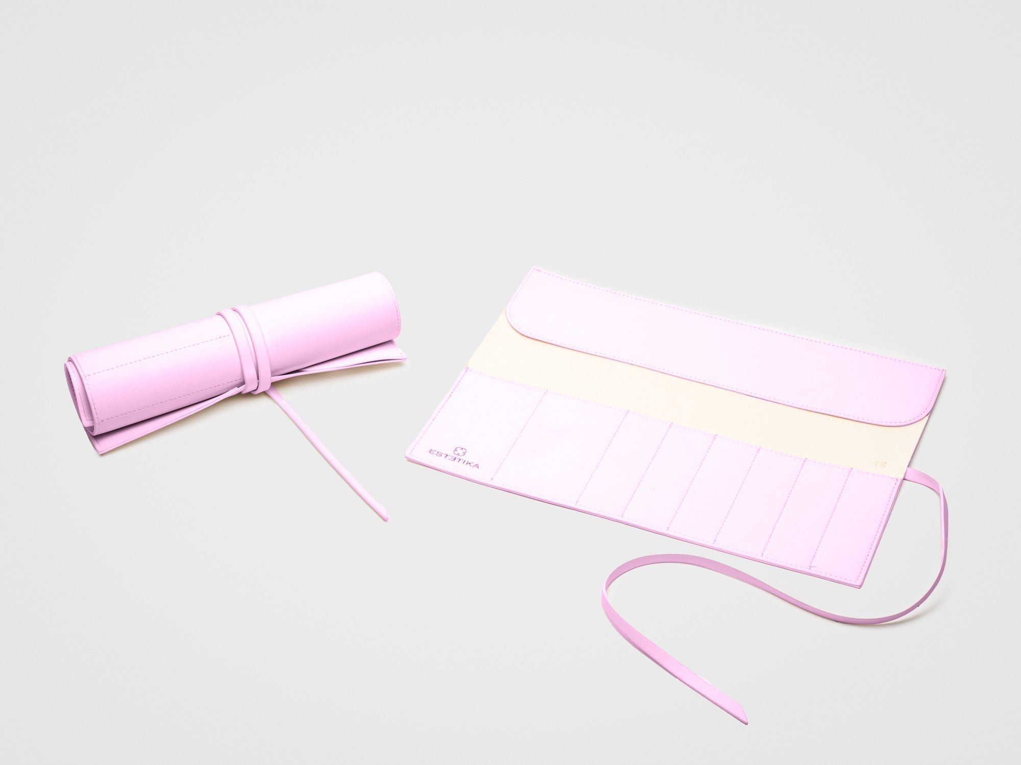 Makeup Brush Roll Holder - Pink - ESTETIKA