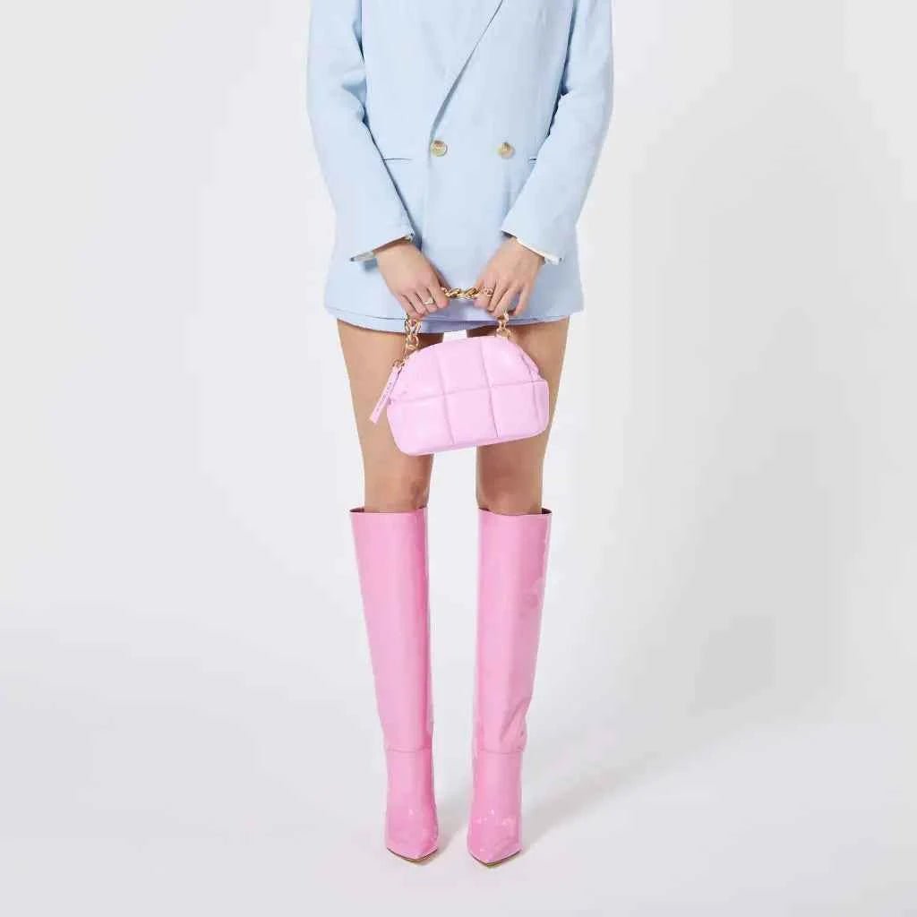 Pink Quilted Makeup Clutch - Luxury Designer Vegan Cosmetic Pouch, The BABEE - ESTETIKA