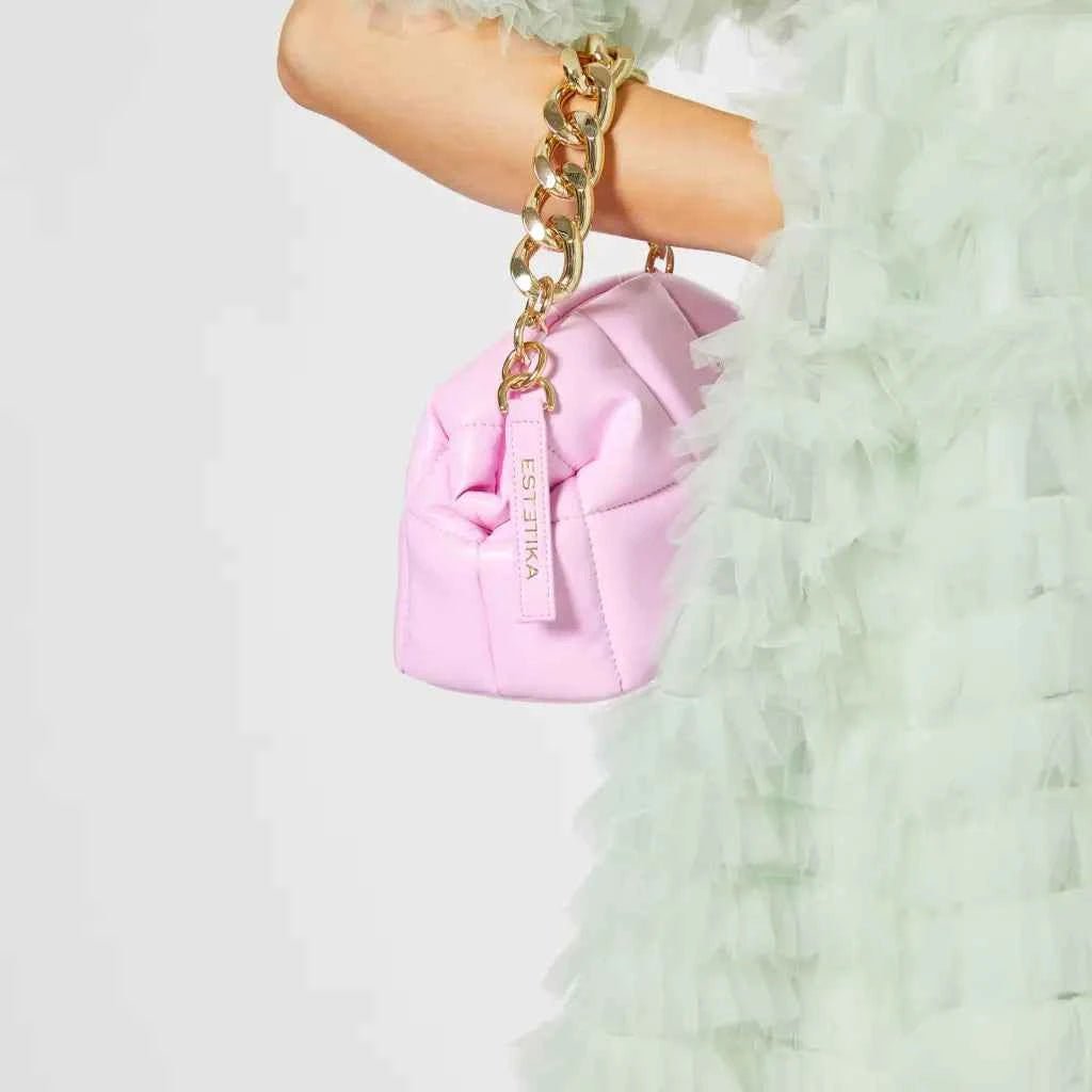 Pink Quilted Makeup Clutch - Luxury Designer Vegan Cosmetic Pouch, The BABEE - ESTETIKA