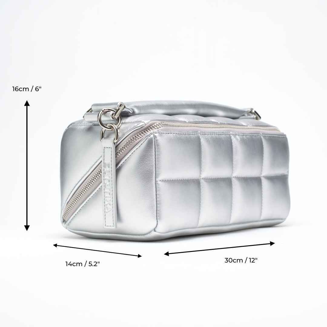 Silver Makeup Bag Set - Stylish Cosmetic Organiser Bundle HOMEE + BIGEE - ESTETIKA