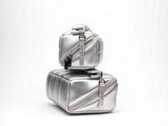 Silver Makeup Bag Set - Stylish Cosmetic Organiser Bundle HOMEE + BIGEE - ESTETIKA