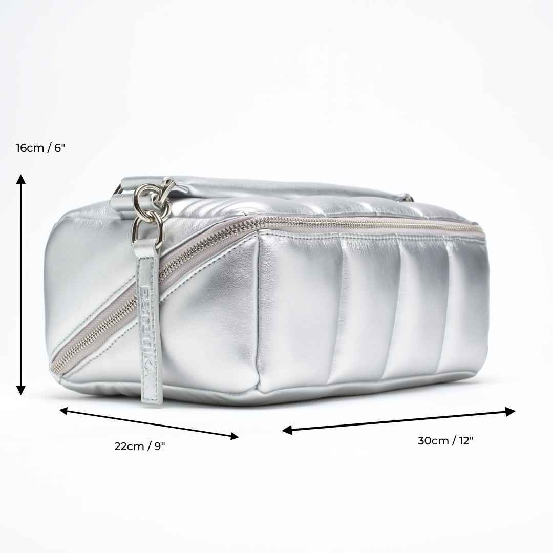 Silver Makeup Bag Set - Stylish Cosmetic Organiser Bundle HOMEE + BIGEE - ESTETIKA
