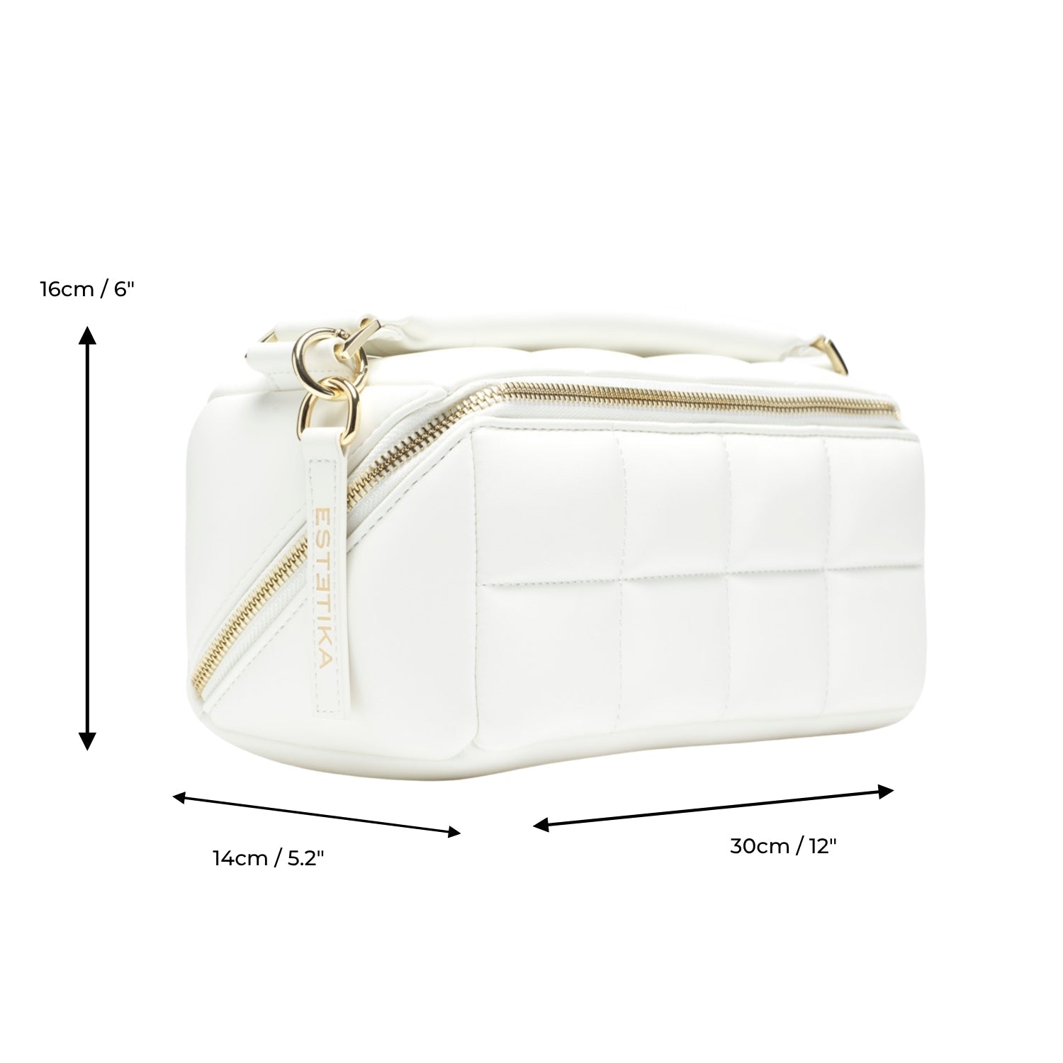 White HOMEE Medium Makeup Bag - Designer Cosmetic Case - ESTETIKA